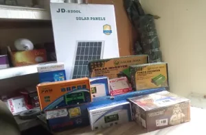 Assorted solar appliances in Kenya