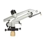 Brass steel rain gun sprinkler installed in agricultural irrigation field High pressure rain gun for large-scale crop irrigation systems Heavy-duty steel rain gun sprinkler watering farm crops Long-range agricultural sprinkler for commercial farm irrigation Brass irrigation rain gun with wide water coverage pattern Durable farm irrigation rain gun for plantation watering