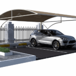 Double (two) vehicle car parking shade structure covered with waterproof 100% shade net