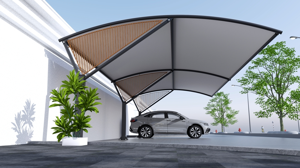 Triple Vehicle Car Parking Shade Structure with Waterproof 100% Shade Net