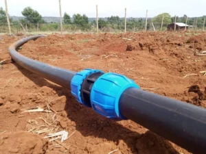 HDPE PN8 pipe installed for distribution and irrigation