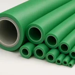 green PPR pipes in various diameters for hot and cold water plumbing, irrigation, and industrial water distribution in Kenya.