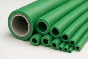 green PPR pipes in various diameters for hot and cold water plumbing, irrigation, and industrial water distribution in Kenya.