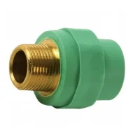 Premium green PPR Male Union with brass male threaded insert for detachable, leak-proof connections in hot and cold water plumbing, irrigation, and industrial water systems.